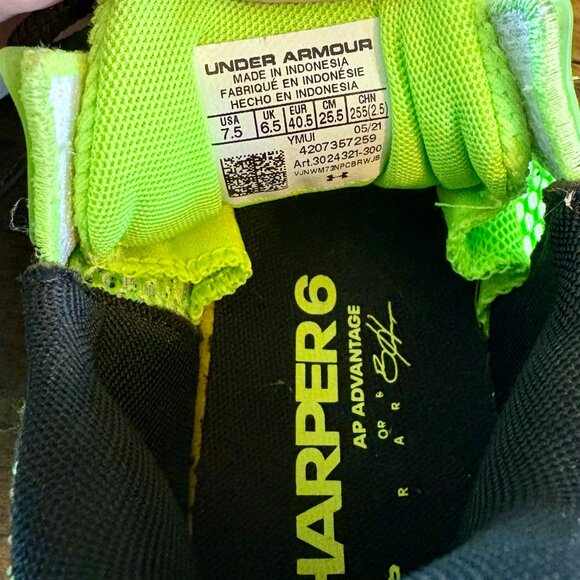 Under Armour Men’s Bryce Harper 6 Low Baseball Turf Shoes Green/Black Sz 7.5 - Picture 6 of 7